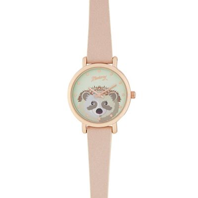 Ladies light pink hedgehog analogue watch